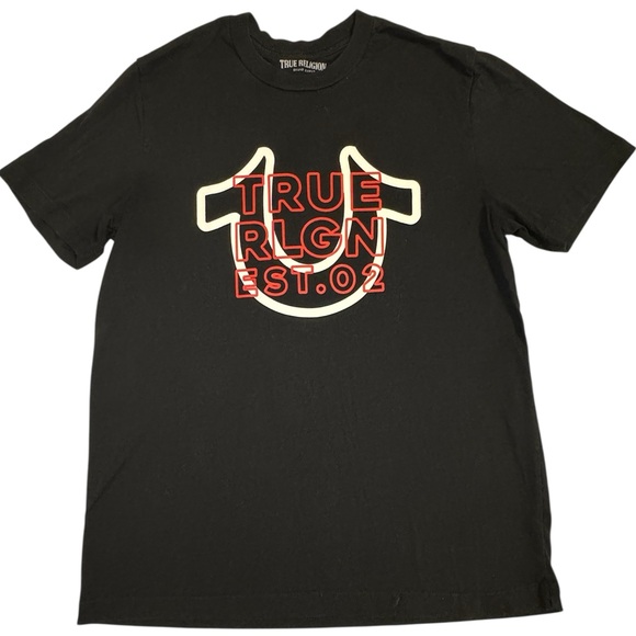 True Religion Black Tee with Red and White Graphic - Picture 1 of 4